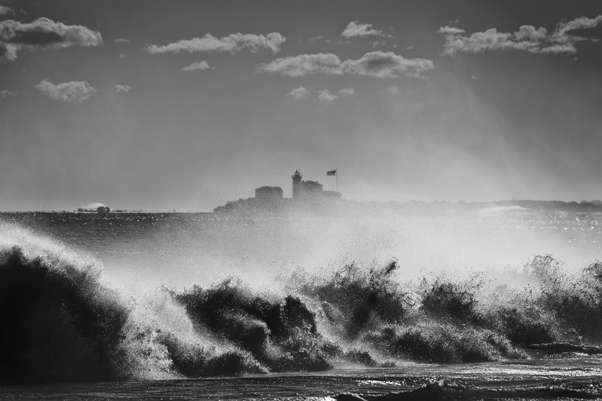 Rough sea and lighthouse